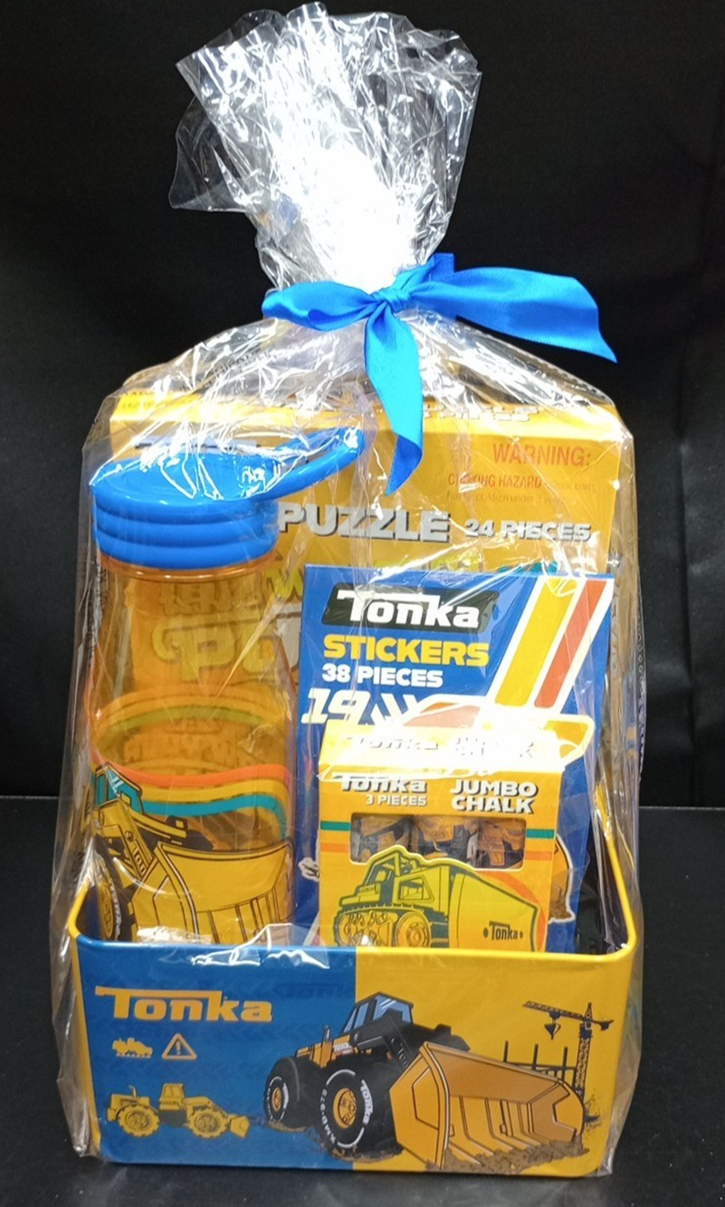 Tonka Truck Gift Set, Chalk, Sticker, Tin, Water Bottle,Puzzle New